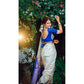 Generic Women's Litchi silk Printed Saree With Unstitched Blouse (Off White)