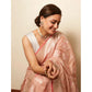 Generic Women's Litchi silk Printed Saree With Unstitched Blouse (Peach)
