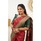 Generic Women's Litchi silk Printed Saree With Unstitched Blouse (Red)