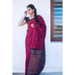 Generic Women's Litchi silk Printed Saree With Unstitched Blouse (Red)