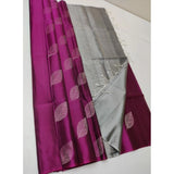 Generic Women's Litchi silk Printed Saree With Unstitched Blouse (Pink)
