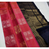 Generic Women's Litchi silk Printed Saree With Unstitched Blouse (Red)