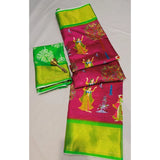 Generic Women's Digital Dolla Silk Printed Saree With Unstitched Blouse 5.5Mtr (Pink)