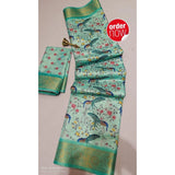 Generic Women's Digital Dolla Silk Printed Saree With Unstitched Blouse 5.5Mtr (Pista Green)