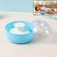 Baby powder container with soft applicator puff for gentle use