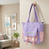 Multi-Pocket Shoulder Tote Bag front view showing pockets and design