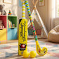 Children happily playing cricket and hockey with the durable plastic sports set outdoors.