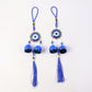 Evil eye hanging ornament wind chime displaying protective nazar charm