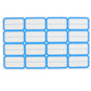 Sheet showcasing self-adhesive rectangular label stickers for jars