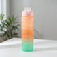 Styled image of motivational gradient water bottle for daily hydration reminder