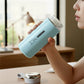 Vacuum flask style glass water bottle with secure leak proof lid