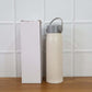 Lifestyle shot featuring the glass water bottle with phone holder in a natural setting.
