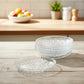Crystal glass compartments snack plate set showcasing dry fruits and appetizers