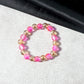 Close-up of crystal beaded bracelet featuring dual-tone design