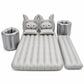 Close-up of durable PVC material and pump for car air mattress