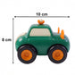 Back view of Funwoods animal cartoon pull-back toy cars revealing vibrant colours