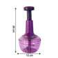 Top view of manual vegetable chopper showing sharp stainless steel blades and push mechanism