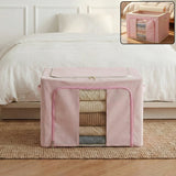 Foldable fabric clothes storage organizer box with transparent front window