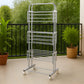 Heavy-duty stainless steel clothes drying rack with foldable design and caster wheels