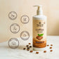 Pump dispensing coffee face wash gel highlighting smooth gel texture