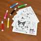 Kids coloring book set with Kuromi theme displayed on white background