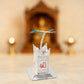 Silver-plated Kamdhenu cow and Tulsi plant pooja idol pair detailed view