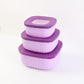 Leak-resistant food saver container set with coordinated colours