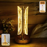 Tall cylinder crystal table lamp with elegant design and warm LED glow
