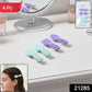 Close-up of colorful spoon and spatula hair clips securely holding hair