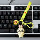 Soft silicone bunny keychain close-up showing smooth texture