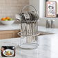 Stainless steel 16-piece cutlery set with stand on display