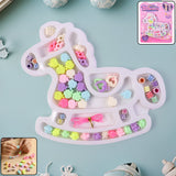 Colorful DIY kids beads jewellery making set with alphabet and flower beads in organized tray