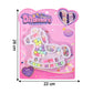 Craft kit beads and charms arranged for children's DIY jewellery projects