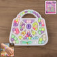 DIY fashion beading jewellery making kit with handbag-shaped organizer tray and colorful beads
