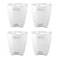 Four compact plastic dustbins placed in various rooms, showcasing versatility.