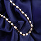 Pearl beaded chain necklace with gold accents