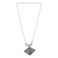 Beaded chain of oxidised silver pendant necklace complementing elegant ethnic style