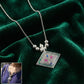 Traditional square motif oxidised silver pendant necklace with floral detailing