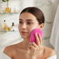 Handheld silicone face cleansing massager for gentle exfoliation and makeup removal