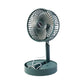 Close-up of compact foldable mini desk fan blades and mesh grille