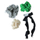 Soft cloth hair scrunchie with cute bow tie accent for elegant wear