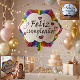 Vibrant Feliz Cumpleanos foil balloon for birthday celebrations