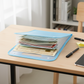 Angled view of 13 pocket document file folder in plastic