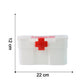 A visual guide showing the dimensions of the Organivo First Aid Box.