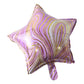 Side view of shiny star marble foil balloon