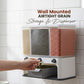 Side view of the transparent wall-mounted cereal dispenser in a kitchen setting.