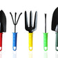 The essential gardening hand tools set neatly arranged, ready for various garden maintenance tasks.
