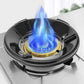 Gas stove burner with flame protector ring enhancing flame distribution