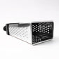 Fine and coarse grater surfaces of stainless steel 4-in-1 grater with handle