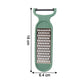 Multipurpose vegetable peeling and grating kitchen tool in use